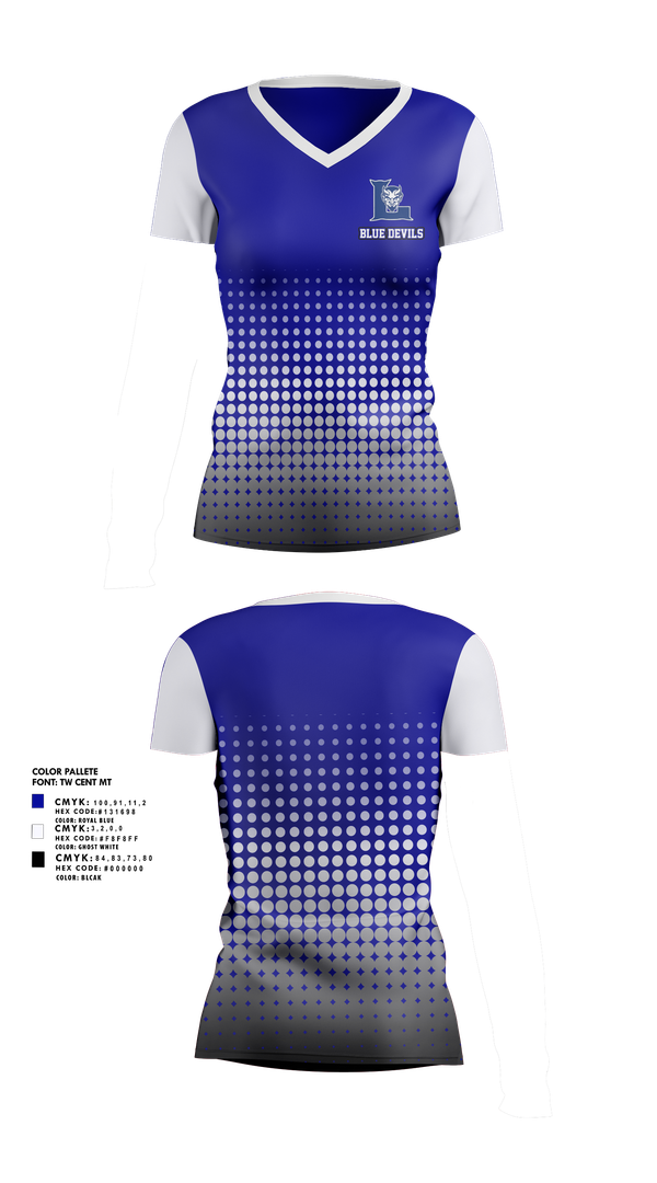 Womens Short Sleeve Vneck Shirt, Sharpsville Blue Devils, , Teamtime, Team time, sublimation, custom sports apparel, team uniforms, spirit wear, spiritwear, sports uniforms, custom shirts, team store, custom team store, fundraiser sports, apparel fundraiser