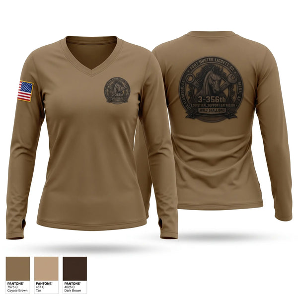 Womens Long Sleeve Vneck Shirt, 3-356 LSB (Wild Stallions), Army, Teamtime, Team time, sublimation, custom sports apparel, team uniforms, spirit wear, spiritwear, sports uniforms, custom shirts, team store, custom team store, fundraiser sports, apparel fundraiser