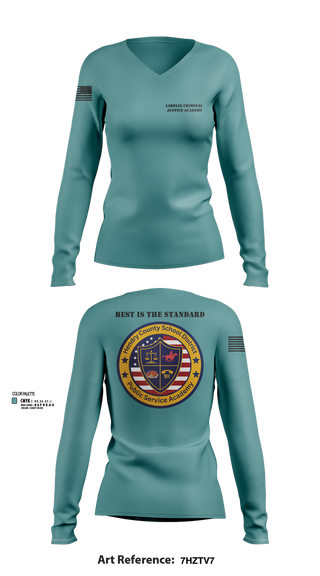 Womens Long Sleeve Vneck Shirt, LaBelle Criminal Justice Academy, Police, Teamtime, Team time, sublimation, custom sports apparel, team uniforms, spirit wear, spiritwear, sports uniforms, custom shirts, team store, custom team store, fundraiser sports, apparel fundraiser