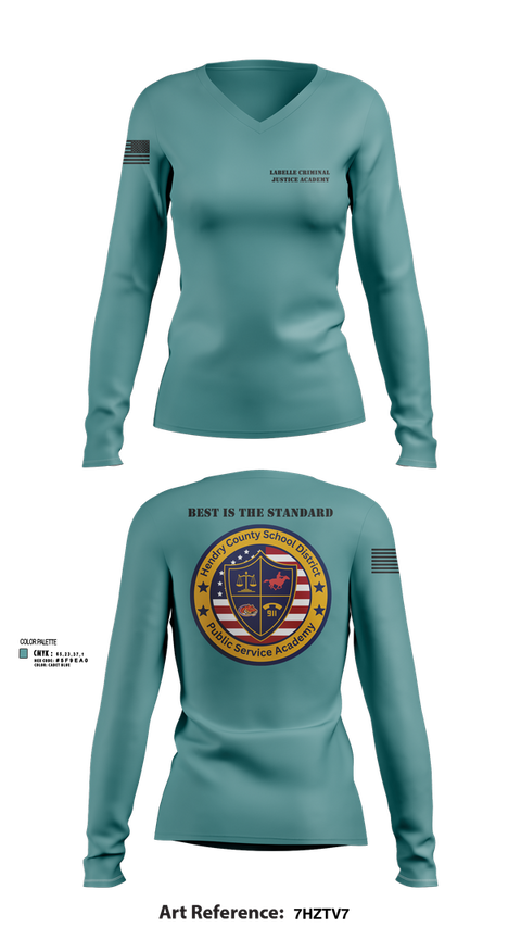 Womens Long Sleeve Vneck Shirt, LaBelle Criminal Justice Academy, Police, Teamtime, Team time, sublimation, custom sports apparel, team uniforms, spirit wear, spiritwear, sports uniforms, custom shirts, team store, custom team store, fundraiser sports, apparel fundraiser