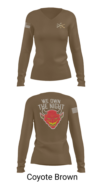 D Co 3-47 Cadre Women's Long Sleeve V-neck Shirt - 17