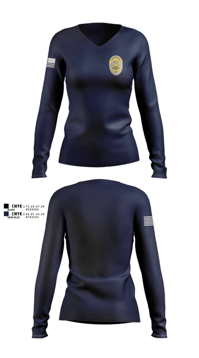 McCordsville Police Department 1417548 Women's Long Sleeve V-neck Shirt - 1