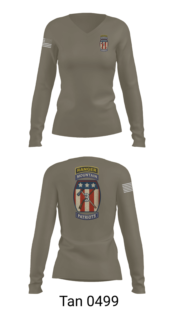 Womens Long Sleeve Vneck Shirt, 2-47 infantry 3rd BRG 10th MTN, Army, Teamtime, Team time, sublimation, custom sports apparel, team uniforms, spirit wear, spiritwear, sports uniforms, custom shirts, team store, custom team store, fundraiser sports, apparel fundraiser