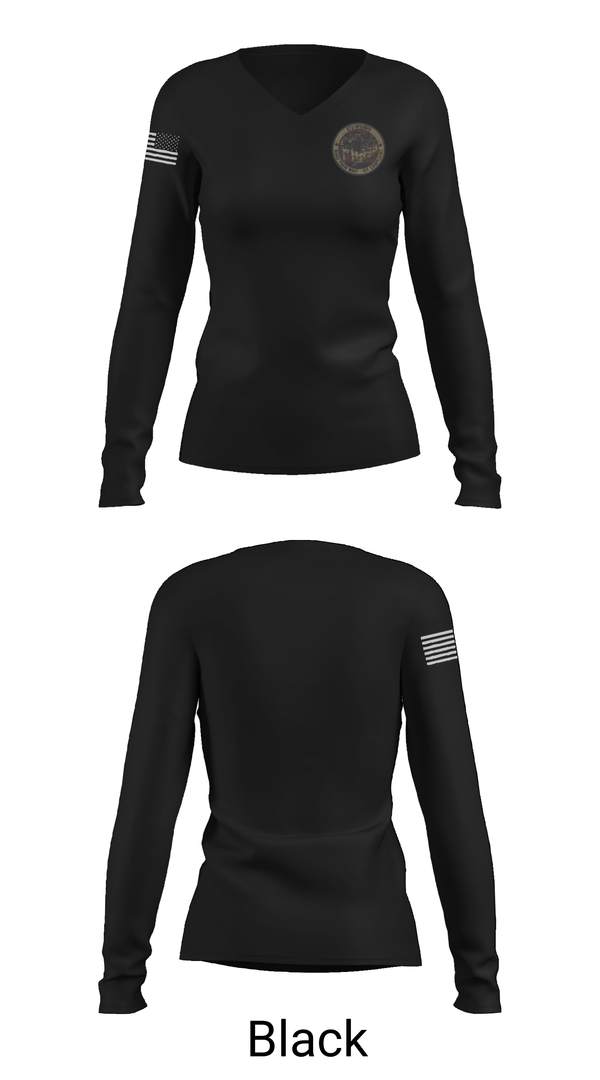 Womens Long Sleeve Vneck Shirt, 673 SFS, Air Force, Teamtime, Team time, sublimation, custom sports apparel, team uniforms, spirit wear, spiritwear, sports uniforms, custom shirts, team store, custom team store, fundraiser sports, apparel fundraiser