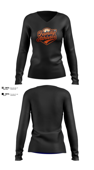 Womens Long Sleeve Vneck Shirt, Family Of Athletes, , Teamtime, Team time, sublimation, custom sports apparel, team uniforms, spirit wear, spiritwear, sports uniforms, custom shirts, team store, custom team store, fundraiser sports, apparel fundraiser