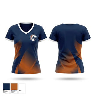 Womens Short Sleeve Vneck Shirt, Mustangs, , Teamtime, Team time, sublimation, custom sports apparel, team uniforms, spirit wear, spiritwear, sports uniforms, custom shirts, team store, custom team store, fundraiser sports, apparel fundraiser