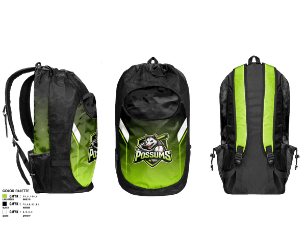 Gear Bag, Possums, Baseball, Teamtime, Team time, sublimation, custom sports apparel, team uniforms, spirit wear, spiritwear, sports uniforms, custom shirts, team store, custom team store, fundraiser sports, apparel fundraiser