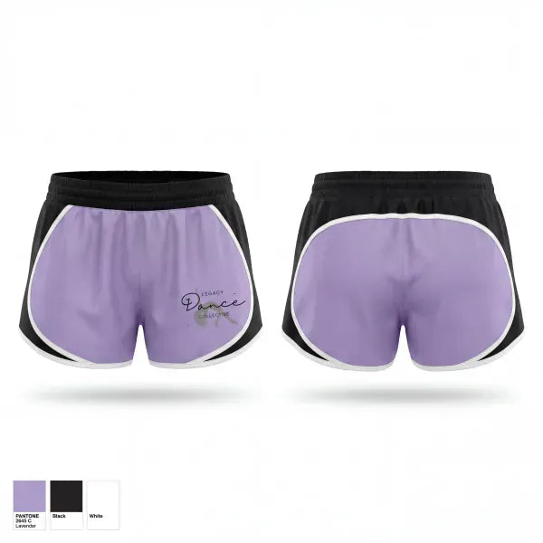 Womens Shorts, Legacy Dance Collective, Spirit Store, Teamtime, Team time, sublimation, custom sports apparel, team uniforms, spirit wear, spiritwear, sports uniforms, custom shirts, team store, custom team store, fundraiser sports, apparel fundraiser