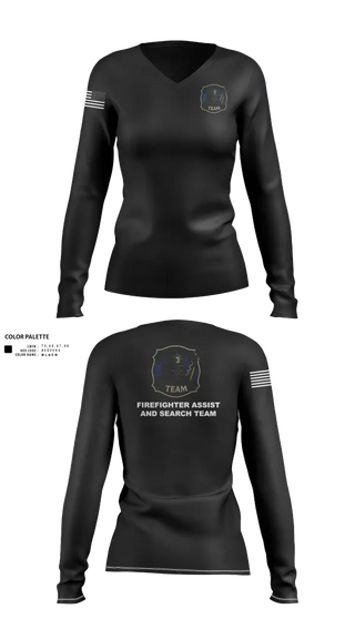 Womens Long Sleeve Vneck Shirt, District 3 Fast, Fire Department, Teamtime, Team time, sublimation, custom sports apparel, team uniforms, spirit wear, spiritwear, sports uniforms, custom shirts, team store, custom team store, fundraiser sports, apparel fundraiser