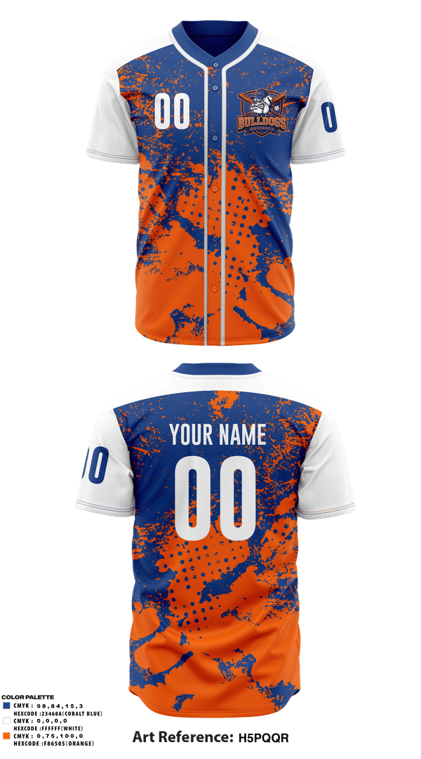 Full Button Baseball Jersey, Lucy Addison MS Bulldogs, Baseball, Teamtime, Team time, sublimation, custom sports apparel, team uniforms, spirit wear, spiritwear, sports uniforms, custom shirts, team store, custom team store, fundraiser sports, apparel fundraiser