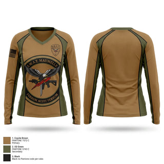 Womens Long Sleeve Vneck Shirt, Maumelle SWAT, Police, Teamtime, Team time, sublimation, custom sports apparel, team uniforms, spirit wear, spiritwear, sports uniforms, custom shirts, team store, custom team store, fundraiser sports, apparel fundraiser