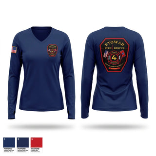 Womens Long Sleeve Vneck Shirt, Etowah Fire and Rescue, Fire Department, Teamtime, Team time, sublimation, custom sports apparel, team uniforms, spirit wear, spiritwear, sports uniforms, custom shirts, team store, custom team store, fundraiser sports, apparel fundraiser