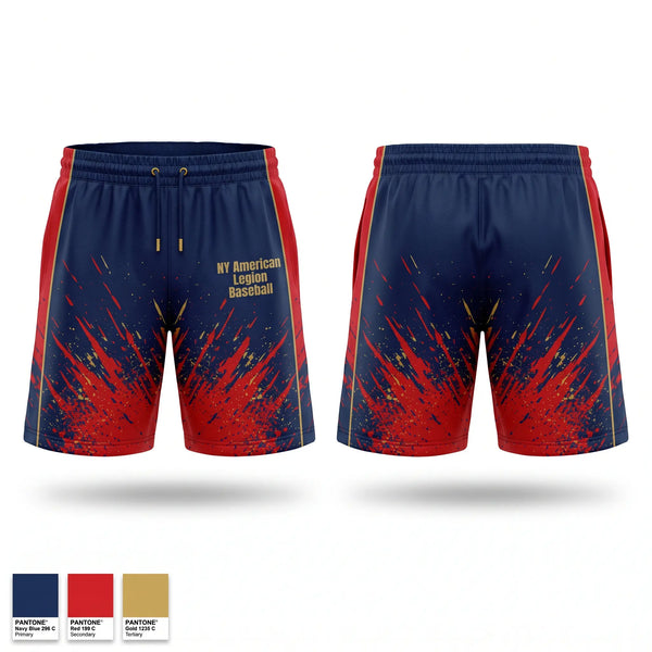 Athletic Shorts With Pockets, NY American Legion Baseball, Baseball, Teamtime, Team time, sublimation, custom sports apparel, team uniforms, spirit wear, spiritwear, sports uniforms, custom shirts, team store, custom team store, fundraiser sports, apparel fundraiser