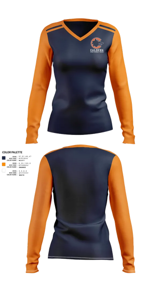 Womens Long Sleeve Vneck Shirt, Caldera High School Cheer, Cheer, Teamtime, Team time, sublimation, custom sports apparel, team uniforms, spirit wear, spiritwear, sports uniforms, custom shirts, team store, custom team store, fundraiser sports, apparel fundraiser