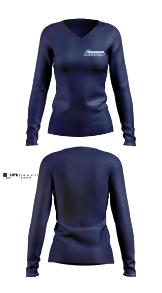 Womens Long Sleeve Vneck Shirt, Shoreline Breakers 12u Royal, Softball, Teamtime, Team time, sublimation, custom sports apparel, team uniforms, spirit wear, spiritwear, sports uniforms, custom shirts, team store, custom team store, fundraiser sports, apparel fundraiser