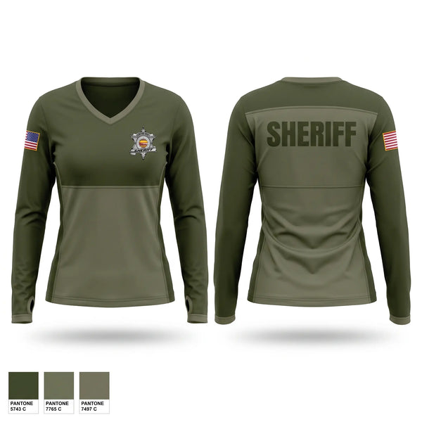 Womens Long Sleeve Vneck Shirt, Crawford county sheriffs office, Police, Teamtime, Team time, sublimation, custom sports apparel, team uniforms, spirit wear, spiritwear, sports uniforms, custom shirts, team store, custom team store, fundraiser sports, apparel fundraiser