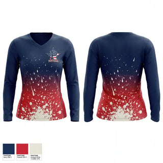 Womens Long Sleeve Vneck Shirt, Central Illinois Patriots, Softball, Teamtime, Team time, sublimation, custom sports apparel, team uniforms, spirit wear, spiritwear, sports uniforms, custom shirts, team store, custom team store, fundraiser sports, apparel fundraiser