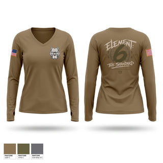 Womens Long Sleeve Vneck Shirt, Element 6, Air Force, Teamtime, Team time, sublimation, custom sports apparel, team uniforms, spirit wear, spiritwear, sports uniforms, custom shirts, team store, custom team store, fundraiser sports, apparel fundraiser