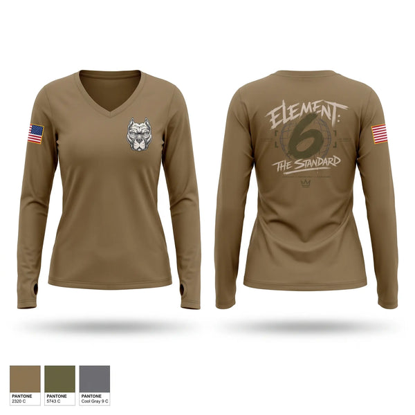 Womens Long Sleeve Vneck Shirt, Element 6, Air Force, Teamtime, Team time, sublimation, custom sports apparel, team uniforms, spirit wear, spiritwear, sports uniforms, custom shirts, team store, custom team store, fundraiser sports, apparel fundraiser