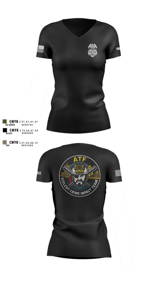 Womens Short Sleeve Vneck Shirt, ATF, Police, Teamtime, Team time, sublimation, custom sports apparel, team uniforms, spirit wear, spiritwear, sports uniforms, custom shirts, team store, custom team store, fundraiser sports, apparel fundraiser