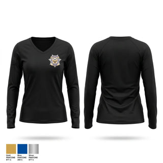 Womens Long Sleeve Vneck Shirt, Forensic specialists, Police, Teamtime, Team time, sublimation, custom sports apparel, team uniforms, spirit wear, spiritwear, sports uniforms, custom shirts, team store, custom team store, fundraiser sports, apparel fundraiser