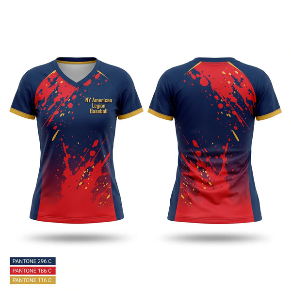 Womens Short Sleeve Vneck Shirt, NY American Legion Baseball, Baseball, Teamtime, Team time, sublimation, custom sports apparel, team uniforms, spirit wear, spiritwear, sports uniforms, custom shirts, team store, custom team store, fundraiser sports, apparel fundraiser