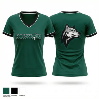 Womens Short Sleeve Vneck Shirt, Jackson Dance, Cheer, Teamtime, Team time, sublimation, custom sports apparel, team uniforms, spirit wear, spiritwear, sports uniforms, custom shirts, team store, custom team store, fundraiser sports, apparel fundraiser
