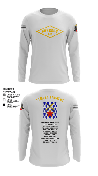 Long Sleeve Performance Shirt, 2-16 rangers, Army, Teamtime, Team time, sublimation, custom sports apparel, team uniforms, spirit wear, spiritwear, sports uniforms, custom shirts, team store, custom team store, fundraiser sports, apparel fundraiser