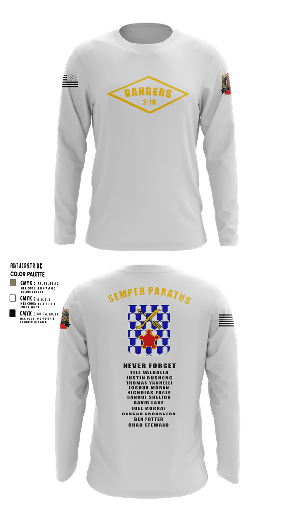 Long Sleeve Performance Shirt, 2-16 rangers, Army, Teamtime, Team time, sublimation, custom sports apparel, team uniforms, spirit wear, spiritwear, sports uniforms, custom shirts, team store, custom team store, fundraiser sports, apparel fundraiser