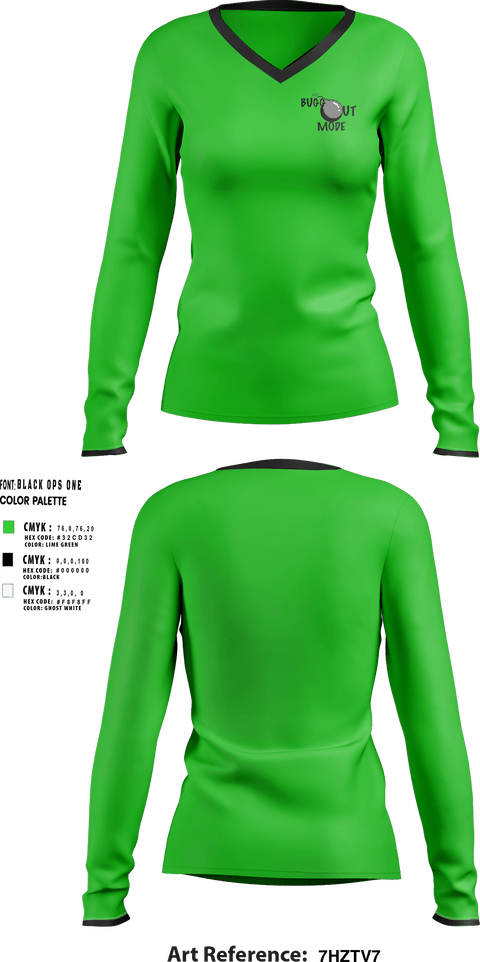Women's Long Sleeve Vneck Shirt, BUGG OUT MODEBUGG OUT MODE, , Teamtime, Team time, sublimation, custom sports apparel, team uniforms, spirit wear, spiritwear, sports uniforms, custom shirts, team store, custom team store, fundraiser sports, apparel fundraiser