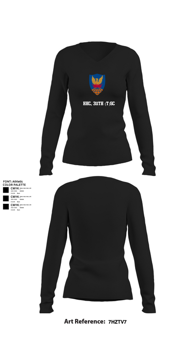 HHC, 311th (T)SC 14853900 Women's Long Sleeve V-neck Shirt - 22