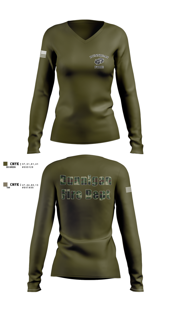 Women's Long Sleeve Vneck Shirt, Dunnigan Fire Dept, , Teamtime, Team time, sublimation, custom sports apparel, team uniforms, spirit wear, spiritwear, sports uniforms, custom shirts, team store, custom team store, fundraiser sports, apparel fundraiser