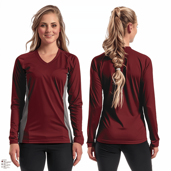 Women's Long Sleeve Vneck Shirt, Riverside, Softball, Teamtime, Team time, sublimation, custom sports apparel, team uniforms, spirit wear, spiritwear, sports uniforms, custom shirts, team store, custom team store, fundraiser sports, apparel fundraiser
