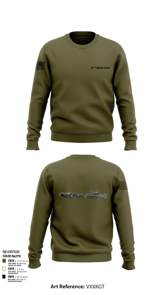 Crew Neck Sweatshirt, 11Th MAR REG, Marines, Teamtime, Team time, sublimation, custom sports apparel, team uniforms, spirit wear, spiritwear, sports uniforms, custom shirts, team store, custom team store, fundraiser sports, apparel fundraiser