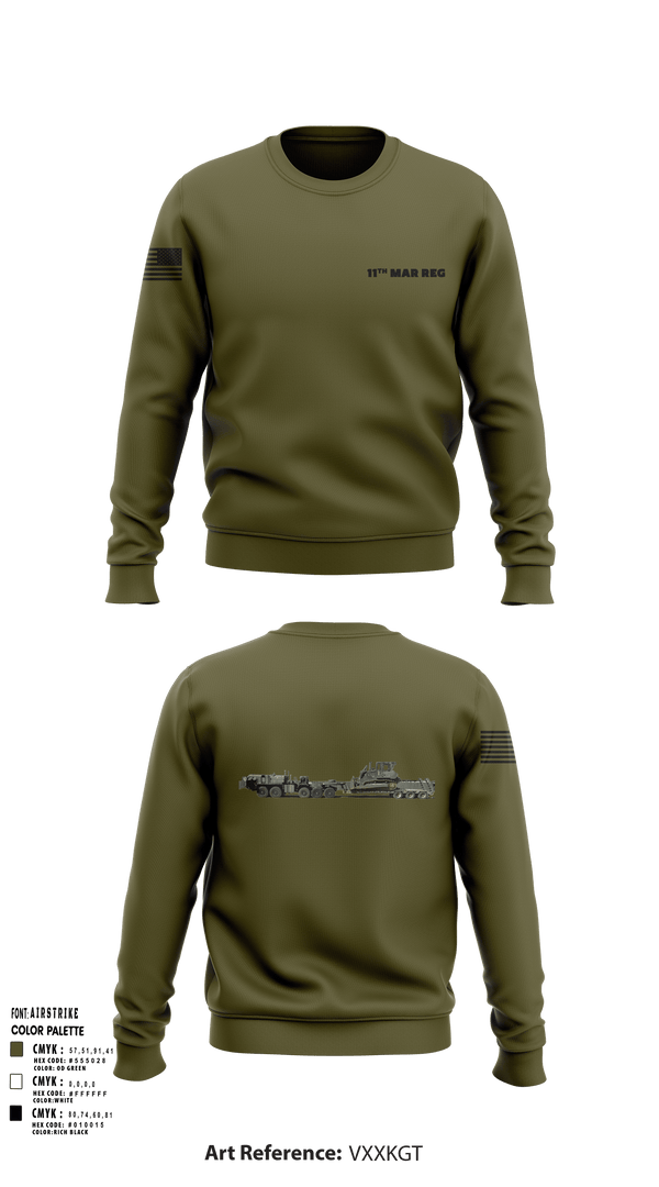 Crew Neck Sweatshirt, 11Th MAR REG, Marines, Teamtime, Team time, sublimation, custom sports apparel, team uniforms, spirit wear, spiritwear, sports uniforms, custom shirts, team store, custom team store, fundraiser sports, apparel fundraiser