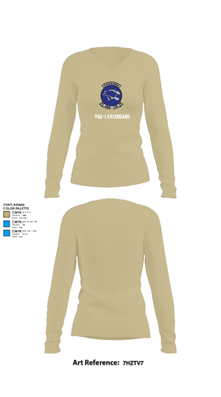 Women's Long Sleeve Vneck Shirt, VAQ-139 Cougars, Navy, Teamtime, Team time, sublimation, custom sports apparel, team uniforms, spirit wear, spiritwear, sports uniforms, custom shirts, team store, custom team store, fundraiser sports, apparel fundraiser