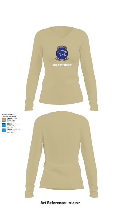 VAQ-139 Cougars 17202131 Women's Long Sleeve V-neck Shirt - 78