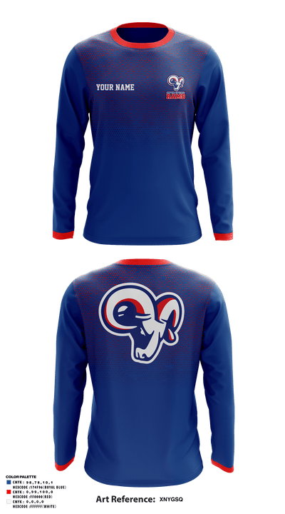 Greene Central Rams 3698079 Long Sleeve Performance Shirt - 4
