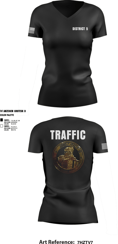 District 5 CSO 28339770 Women's Short Sleeve V-neck Shirt - 6