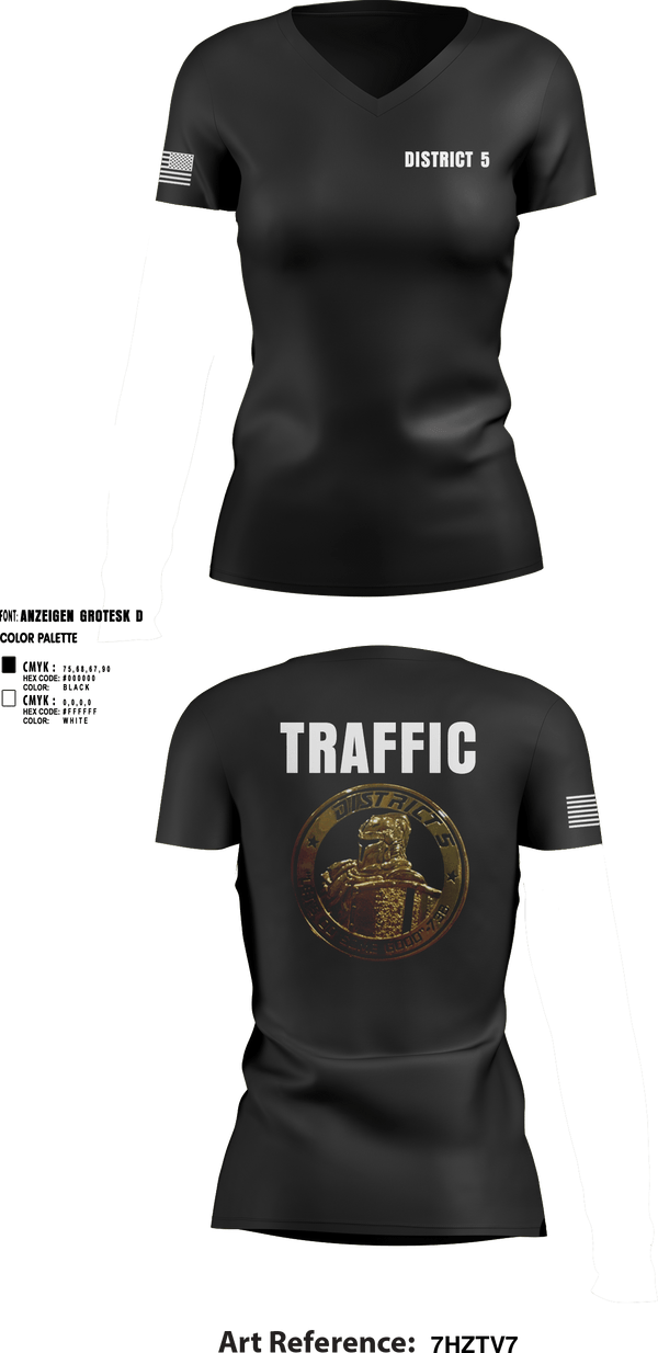 Women's Short Sleeve Vneck Shirt, District 5 CSO, Police, Teamtime, Team time, sublimation, custom sports apparel, team uniforms, spirit wear, spiritwear, sports uniforms, custom shirts, team store, custom team store, fundraiser sports, apparel fundraiser