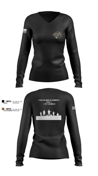 Women's Long Sleeve Vneck Shirt, Eco 2/160th SOAR (Abn), Army, Teamtime, Team time, sublimation, custom sports apparel, team uniforms, spirit wear, spiritwear, sports uniforms, custom shirts, team store, custom team store, fundraiser sports, apparel fundraiser
