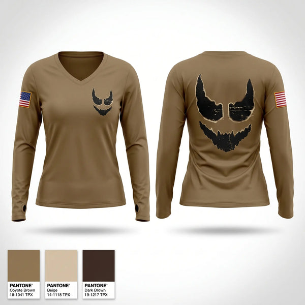 Womens Long Sleeve Vneck Shirt, 1-2 Half Attack, Army, Teamtime, Team time, sublimation, custom sports apparel, team uniforms, spirit wear, spiritwear, sports uniforms, custom shirts, team store, custom team store, fundraiser sports, apparel fundraiser