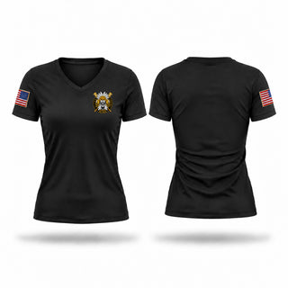 Womens Short Sleeve Vneck Shirt, Alpha Company, 312th MI BN, Army, Teamtime, Team time, sublimation, custom sports apparel, team uniforms, spirit wear, spiritwear, sports uniforms, custom shirts, team store, custom team store, fundraiser sports, apparel fundraiser