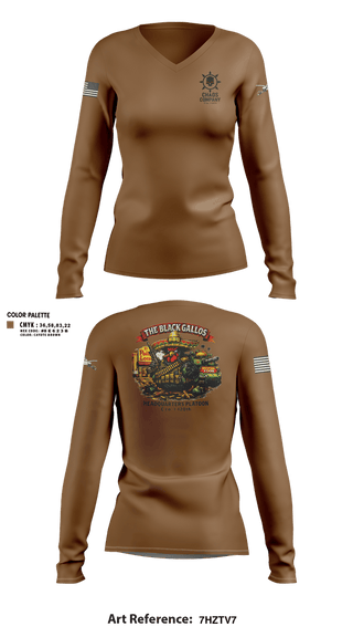 Womens Long Sleeve Vneck Shirt, C. Co. HQ PLT, Army, Teamtime, Team time, sublimation, custom sports apparel, team uniforms, spirit wear, spiritwear, sports uniforms, custom shirts, team store, custom team store, fundraiser sports, apparel fundraiser