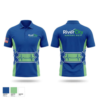 Short Sleeve Performance Polo, RiverCity MedFleet, EMS/EMT, Teamtime, Team time, sublimation, custom sports apparel, team uniforms, spirit wear, spiritwear, sports uniforms, custom shirts, team store, custom team store, fundraiser sports, apparel fundraiser