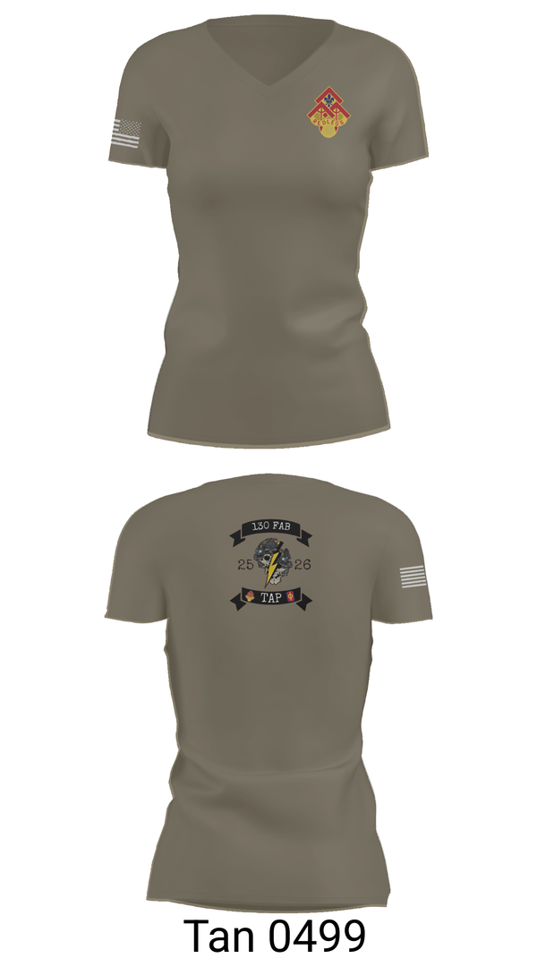 Womens Short Sleeve Vneck Shirt, 130th FAB Target Acquisition Platoon, , Teamtime, Team time, sublimation, custom sports apparel, team uniforms, spirit wear, spiritwear, sports uniforms, custom shirts, team store, custom team store, fundraiser sports, apparel fundraiser