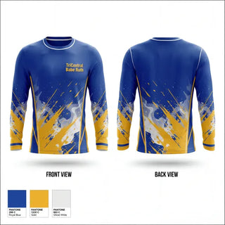 Long Sleeve Performance Shirt, Tri-Central Babe Ruth, Baseball, Teamtime, Team time, sublimation, custom sports apparel, team uniforms, spirit wear, spiritwear, sports uniforms, custom shirts, team store, custom team store, fundraiser sports, apparel fundraiser
