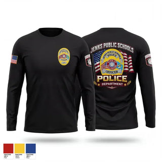 Long Sleeve Performance Shirt, Jenks Public Schools Police Department, Police, Teamtime, Team time, sublimation, custom sports apparel, team uniforms, spirit wear, spiritwear, sports uniforms, custom shirts, team store, custom team store, fundraiser sports, apparel fundraiser
