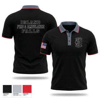 Short Sleeve Performance Polo, Island Falls Fire & Ambulance, Fire Department, Teamtime, Team time, sublimation, custom sports apparel, team uniforms, spirit wear, spiritwear, sports uniforms, custom shirts, team store, custom team store, fundraiser sports, apparel fundraiser
