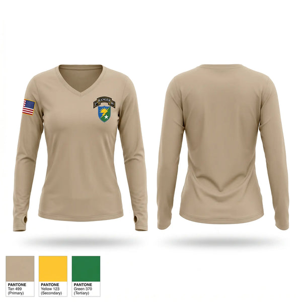 Womens Long Sleeve Vneck Shirt, 75 Ranger regiment, Army, Teamtime, Team time, sublimation, custom sports apparel, team uniforms, spirit wear, spiritwear, sports uniforms, custom shirts, team store, custom team store, fundraiser sports, apparel fundraiser